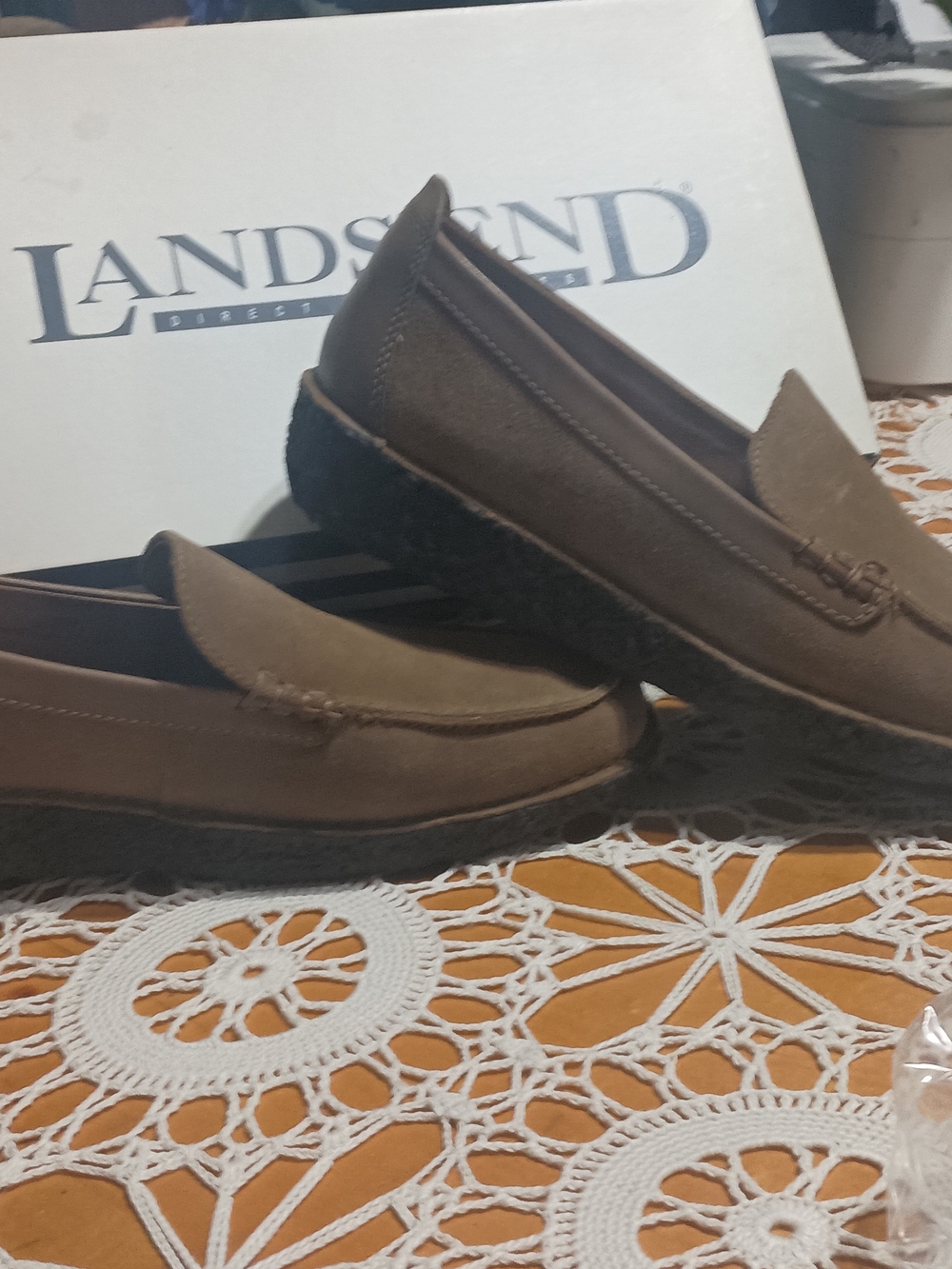Lands' End Women's Brown Suede Slip-On Loafers Size 10